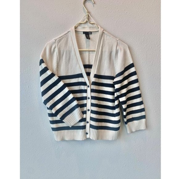 Cream and Black Striped Cardigan - Picture 1 of 6